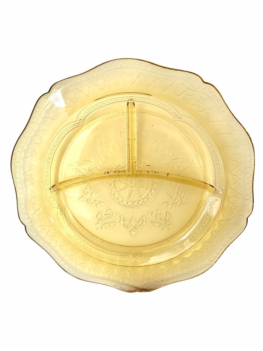 Federal Depression Glass Amber Yellow Grill/Luncheon 11” Plate Patrician Spoke